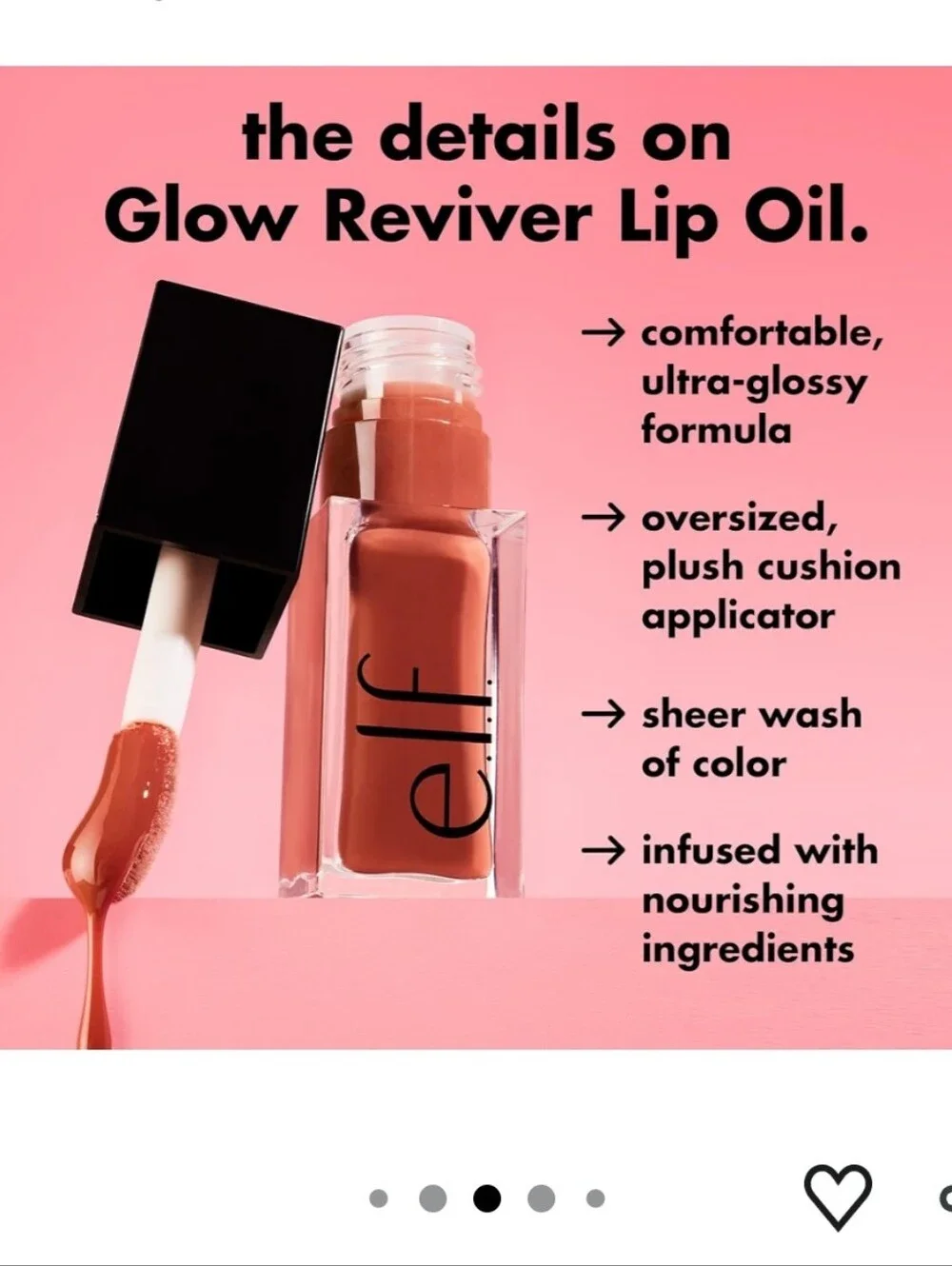 e.l.f. Glow Reviver Lip Oil, Hot as Fudge Nourishing Tinted Lip Oil For A Shine